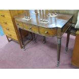 A XIX Century Mahogany Side Table, with central drawer flanked by curved drawers having turned