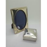 A Hallmarked Silver Cigarette Box, WA, Birmingham 1949, of square form (damages); together with a