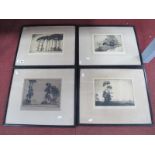 Bernard.R.Townsend Etchings, 'Millers Dale', 14.5 x 21cm, 'Sandal Castle' and two others, all