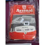 Arsenal Home Programmes. 1961-1967 including 61-2 v. Dynamo Kiev, 65-6 v. Moscow Dynamo, 66-7 v.