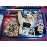 Assorted Costume Jewellery, including beads, brooches, dress rings, diamante, freshwater and