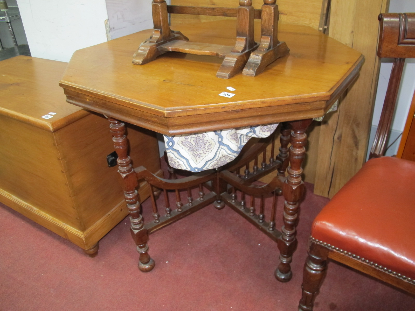 XIX Century Walnut Window Table, with octagonal top loose from cruciform base, 88.5cm wide,