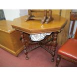 XIX Century Walnut Window Table, with octagonal top loose from cruciform base, 88.5cm wide,