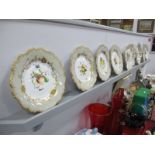 A XIX Century Hand Painted Dessert Service, of eight pieces (six plates, oval and rectangular
