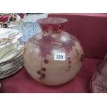 A Legras Cameo Glass Vase, of globular form with short over curved neck, decorated in red with