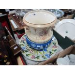 Wedgwood Blue Jasper Ware Pedestal Bowl, 22cm diameter, Devon 'Spring' Campagna urn, circular hand