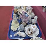 Beswick Pig and Two Piglets, Royal Doulton Terrier in Basket HN 2587, Nao and other figurines:-