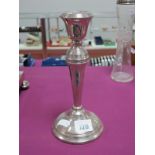 A Hallmarked Silver Candlestick, WA, Birmingham 1952, of circular form with reeded detail, on