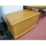 XIX Century Pine Blanket Chest, having inner candle box, on turned legs, 88cm wide.