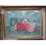 E.M. Hastings, Still Life of Flowers by Glass Vase, pastel and watercolour, signed and dated 1965,