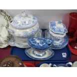 'Asiatic Pheasant' Tureen on Stand, XIX Century Blue and White tureen on stand:- One Tray
