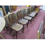 Glenister of Wycombe - Five Ash and Elm Hoop and Spindle Back Chairs, three of which 'JJM', one 'F.