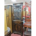 Mahogany Double Height Corner Cupboard, with astragal upper door, 184.5cm high.