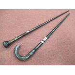 XIX Century Cane, with horn crook handle, one other, Thomson-Houston BBC crystal receiver.