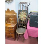Polescreen, (damaged), trolley, table, Mundus Bentwood chair. (4)
