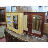 A Mahogany Modern Bathroom Cabinet, with glazed doors, 55 x 66cm; another pine example. (2)