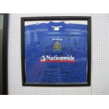 Halifax Town. Vandanel blue home shirt bearing Nationwide logo and many signatures in black ink,