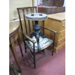 An Early XX Century Beech Armchair, with Art Nouveau motifs to rail back; XIX Century piano stool