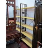 A Pair of Modern Shelving Units, each with five shelves and pierced metal supports, 178cm high. (2)