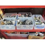 A Large Collection of Resin, Pottery and Other Models of Border Collie Dogs, in five plastic storage