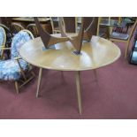 Ercol Drop Leaf Dining Table, on splayed legs. the top 124.5 x 112cm when open, bearing label.