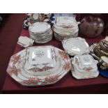 A Crown Ducal Pottery Part Dinner Service, decorated in the 'Orange Tree' pattern, printed marks,