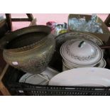 Royal Doulton 'Almond Willow' Dinner Ware, of approximately fifty pieces, other table ware, brass