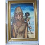 Thomas McMath, "Robinson Crusoe and Friday", oil on canvas, signed top left (title on verso), 89 x