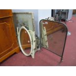 Cream Triple Dressing Mirror, 1950's firescreen/table, brass framed firescreen, mirror. (4)