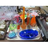 Modern Coloured Glass Vases, bowls etc:- One Tray