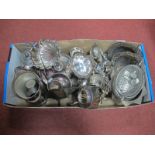A Mixed Lot of Assorted Plated Ware, including decorative shell dish, a Continental style preserve/
