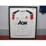 Manchester United Autographs - Unverified, ten black pen signatures including Rooney, Brown, on