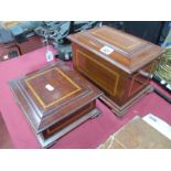 An Edwardian Mahogany and Satinwood Inlaid Box with Hinged Lid, of footed rectangular form, 18 x