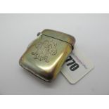 A Hallmarked Silver Vesta Case, SM&Co, London 1893, gilt lined and monogrammed.