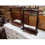 A Good Quality Modern Mahogany Toilet Mirror, on a fixed rectangular base, 63cm high and a swing