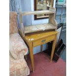 XIX Century Satinwood Side Table, with pine top, 50cm wide, pine shelf. (2)