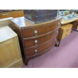 XIX Century Mahogany Bow Front Chest of Three Graduated Drawers, having brass lion ring handles,
