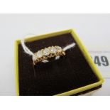 An 18ct Gold Five Stone Diamond Ring, graduated claw set with old cut stones, (hallmarks part