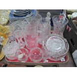 Cut Glass Vases, rose bowl. fruit bowl. candle holder etc:- One Tray