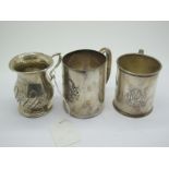 A Hallmarked Silver Christening Mug, "Michael Shardlow Parkin 8th March 1911", of baluster form with