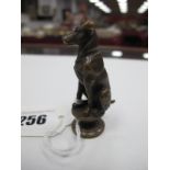 A c. XIX Century Bronzed Metal Desk Seal, as a seated dog.