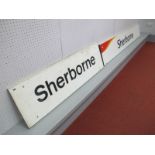 Two Relatively Modern Railway Station Totems for 'Sherborne', one 120cm long and one 210cm long,