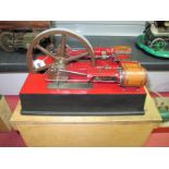 A Twin Cross Compound Horizontal Slide Valve Steam Engine, with 1½ inch stroke, 7 inch centre