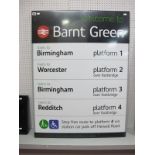 A 'Modern' London Midland Barnt Green Railway Platform Enamel Sign, with destinations to Birmingham,