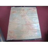 A 1930's Fabric Wall Hanging Map of 'London Midland and Scottish Railway', at it's connection,