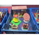 Five Wilesco Steam Plant Accessories, two wheel grinder, circular saw, windmill, fairground ride,