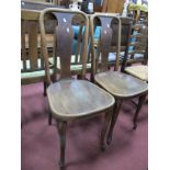 A Pair of Early XX Century Bentwood Chairs, having Queen Anne splats.