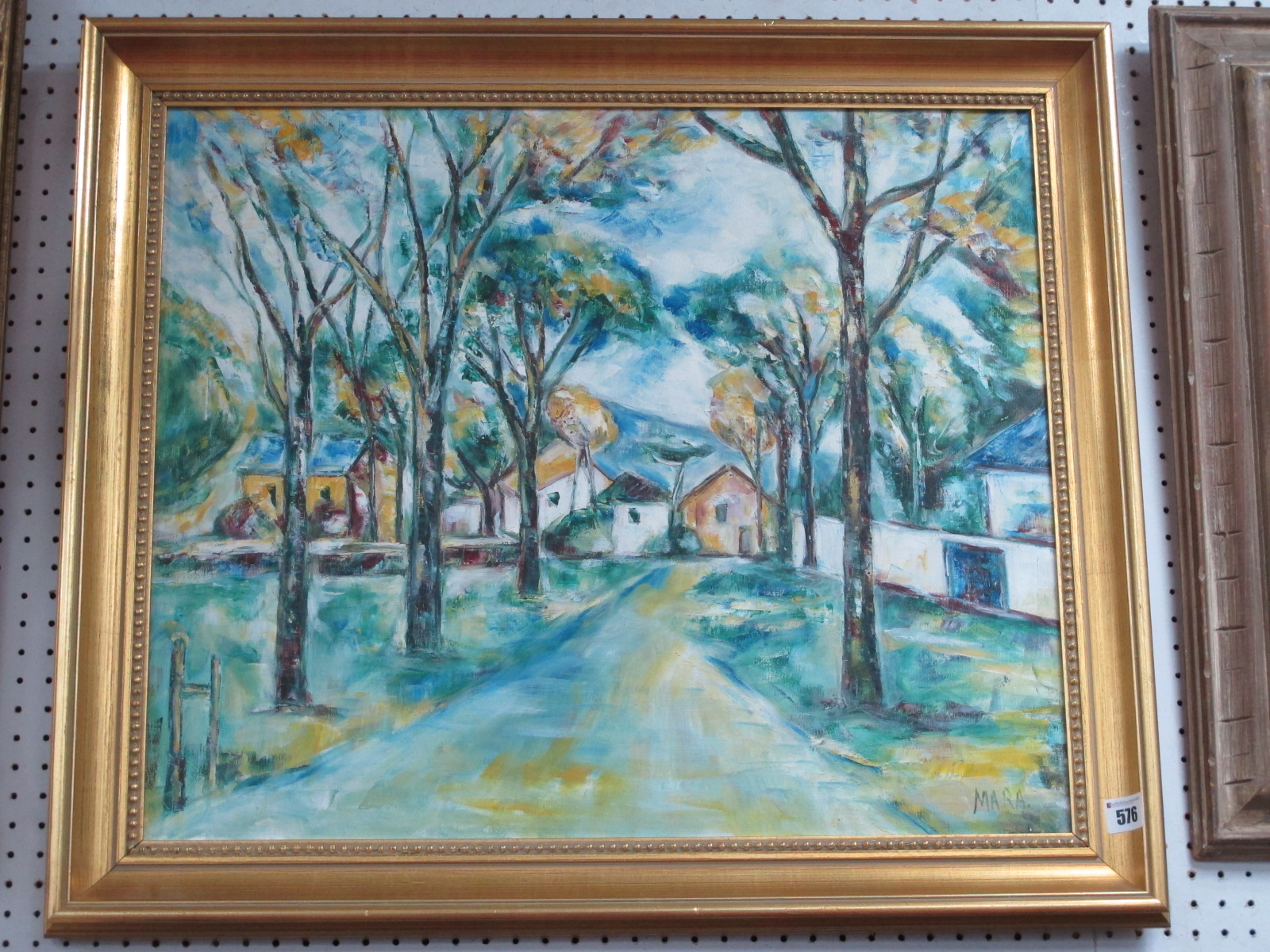 Mara, Tree Lined Street, oil on canvas, signed lower right, 50 x 59.5cm.