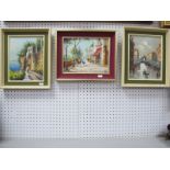 Andrea De Vity, Venetian Scene, oil on canvas, 25 x 19cm; two others similar. (3)