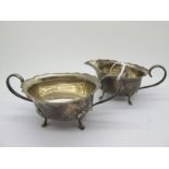 A Hallmarked Silver Jug and Matching Twin Handled Sugar Bowl, HLB, Birmingham 1929, each of plain